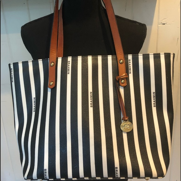 brahmin black and white handbag